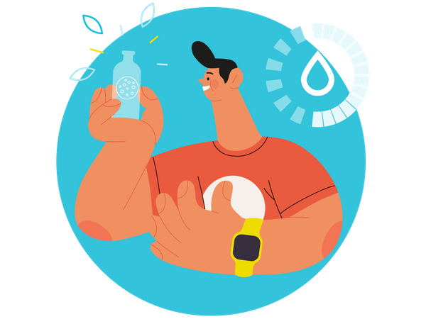 Runner Drinking Water  Illustration