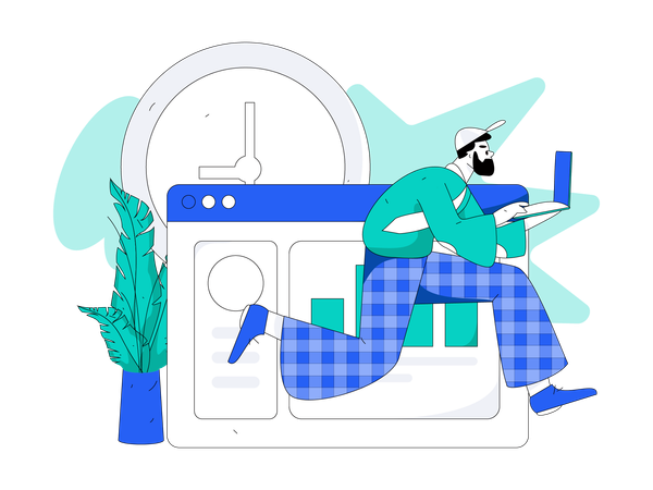Runner man getting late for submit work  イラスト