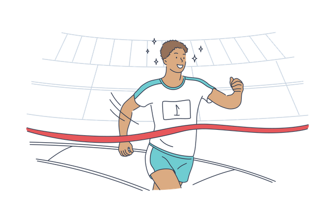 Runner reached race win point  Illustration