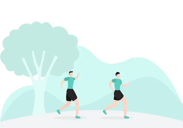 Runners Running In Park Illustration