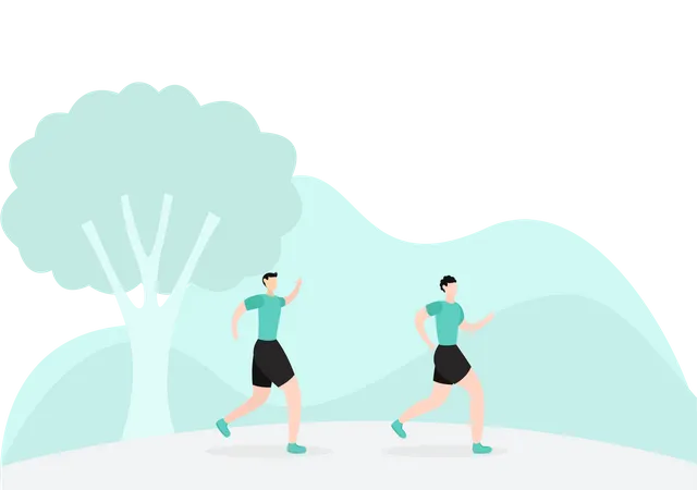 Runners Running In Park  Illustration