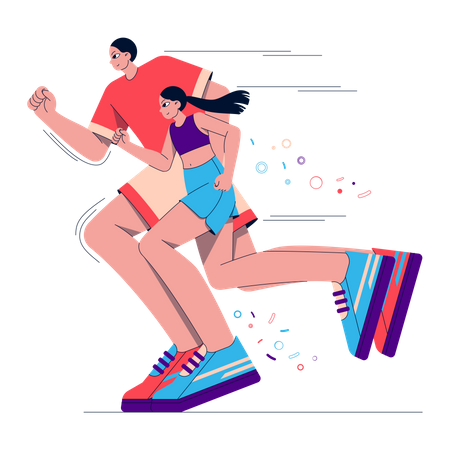 Running Couple  Illustration