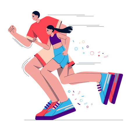 Running Couple  Illustration