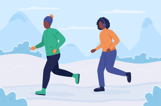 Running during winter time  Illustration