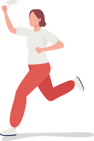 Running girl removes mask  Illustration