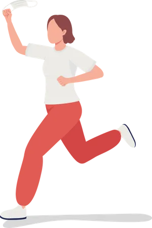 Running girl removes mask  Illustration