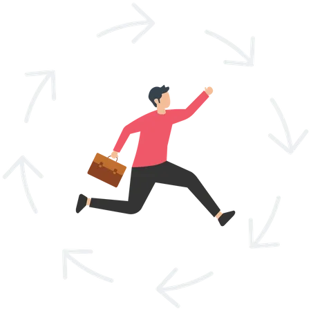 Running in endless loop of arrows  Illustration