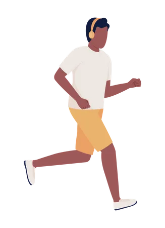 Running Man Semi Flat Color Vector Character Editable Figure Full Body Person On White Healthy And Active Lifestyle Simple Cartoon Style Illustration For Web Graphic Design And Animation Illustration