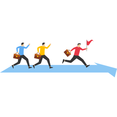 Running people on arrow  Illustration