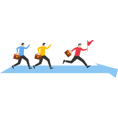 Running people on arrow  Illustration