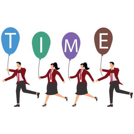 Running people with letters time  Illustration
