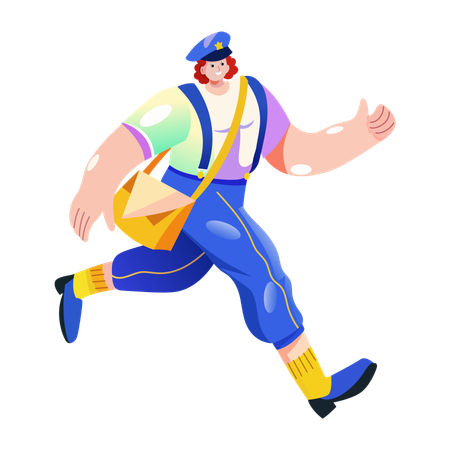 Running Postman with bag  Illustration