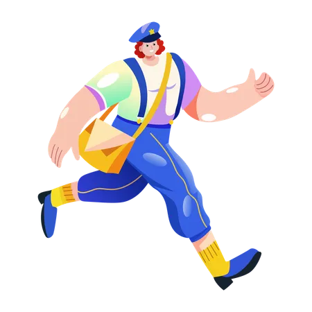 Running Postman with bag  Illustration