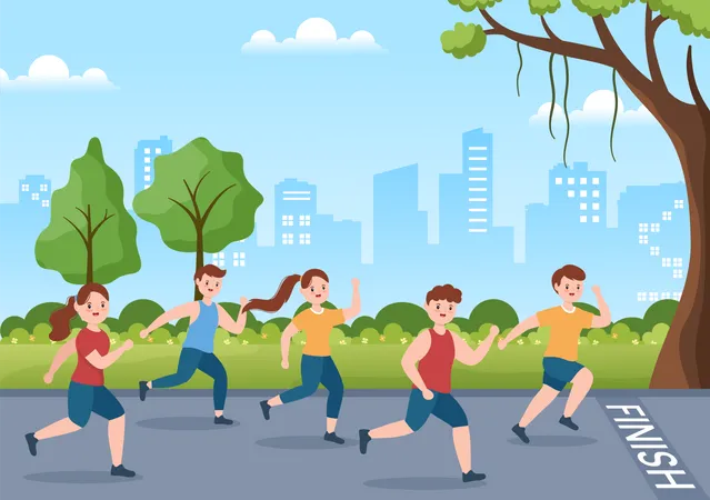 Running Race Flat Illustration  Illustration