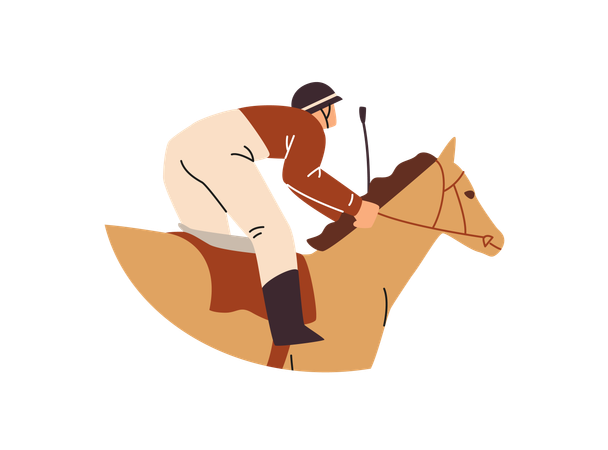 Running racehorse and a rider  Illustration