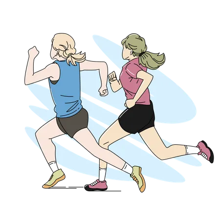 Running with friends  Illustration