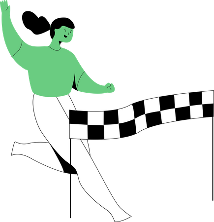 Running Woman Crosses Finish Line  Illustration