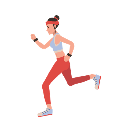 Running woman in sportswear jogging outdoors  Illustration