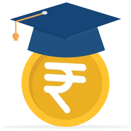Rupie money coin with mortarboard graduation cap and certificate  Illustration
