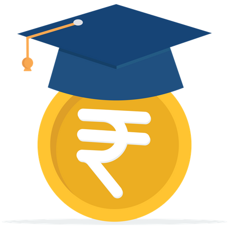 Rupie money coin with mortarboard graduation cap and certificate  Illustration