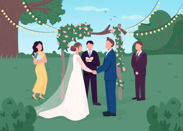 Rural wedding ceremony Illustration