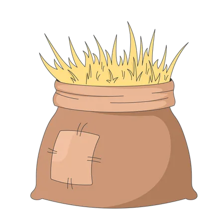 Rustic burlap sack filled with straw Illustration