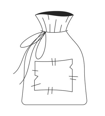 Rustic burlap sack with patch and drawstring  Illustration