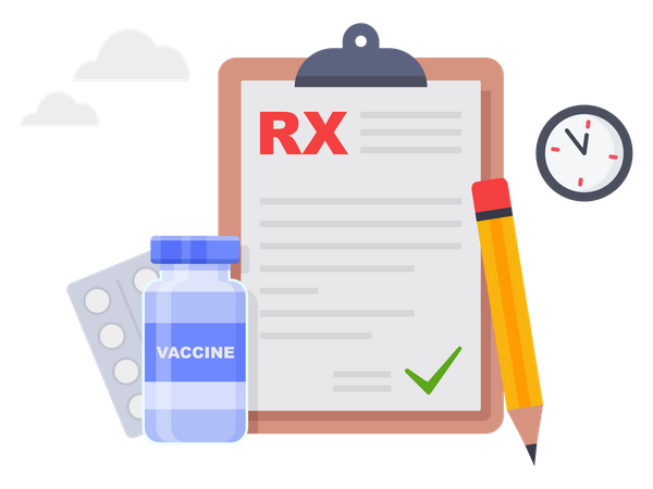 Informe médico RX medicamento recetado  Ilustración