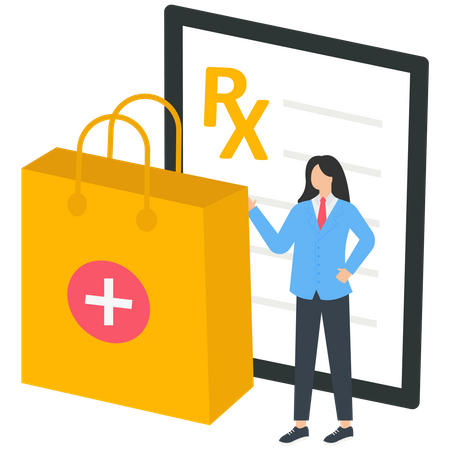 Rx prescription and patient medical history or anamnesis  Illustration