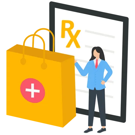 Rx prescription and patient medical history or anamnesis  Illustration