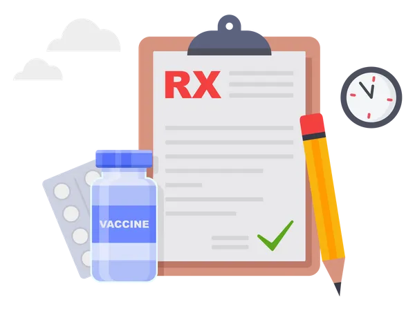 Rapport médical RX, médicament sur ordonnance  Illustration