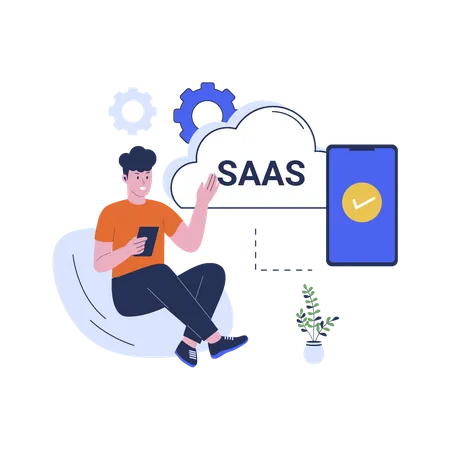 Vector Illustration Of Saas Concept Software As A Service Cloud Computing Vector Flat Design Illustration Illustration