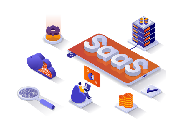 Saas Cloud technologies  Illustration