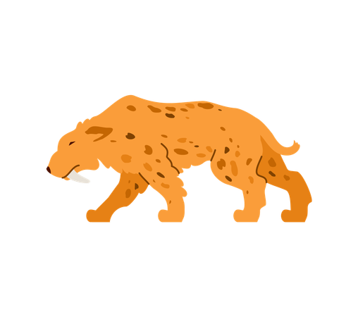 Saber-toothed tiger predatory wild animal of prehistoric stone age  Illustration