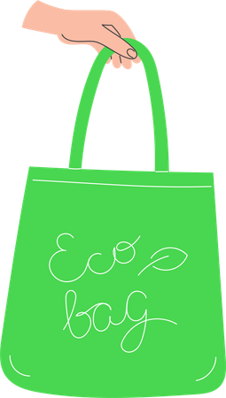 Main tenant un sac de courses réutilisable comme symbole de conscience écologique et de mode de vie durable  Illustration