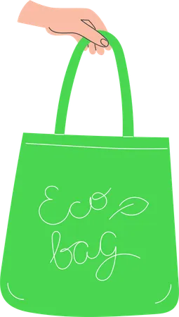 Main tenant un sac de courses réutilisable comme symbole de conscience écologique et de mode de vie durable  Illustration