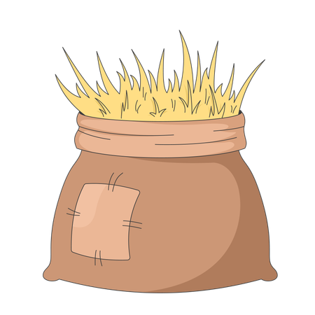 Sac de jute rustique rempli de paille  Illustration