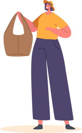 Femme à la mode portant un sac contemporain  Illustration