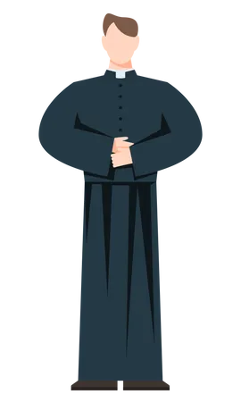 Hombre Religioso Que Viste Un Uniforme Especifico Figura Religiosa Masculina Sacerdote Catolico Ilustracion De Vector Plano Ilustración