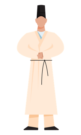 Sacerdote sintoísta japonés  Ilustración