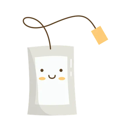 Sachet de thé mignon avec personnage de boisson au goût de sachet de thé et expression souriante  Illustration