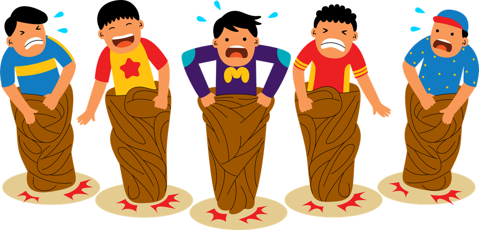 Sack Race Competition  Illustration