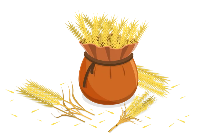 Saco de trigo maduro  Ilustração