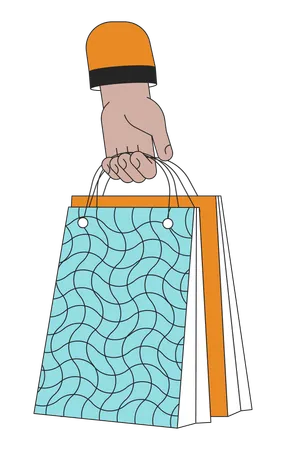 Mão indiana segurando sacolas de presentes  Ilustração