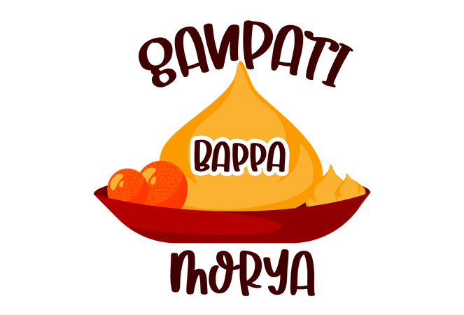 Sacrament plate with modak and ladoo  Illustration