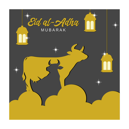 Sacrificial animals with background of night atmosphere  Illustration