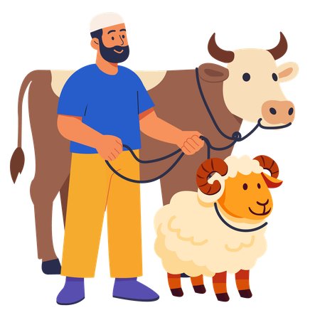 Sacrificio de animales para el Eid al-Adha  Ilustración
