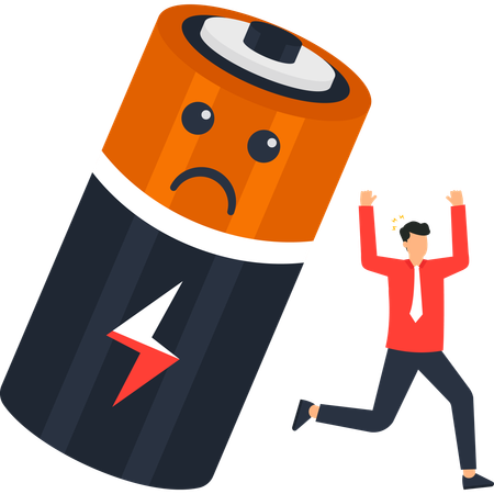 Sad Battery with Running Man Energy Crisis Power Failure  Illustration