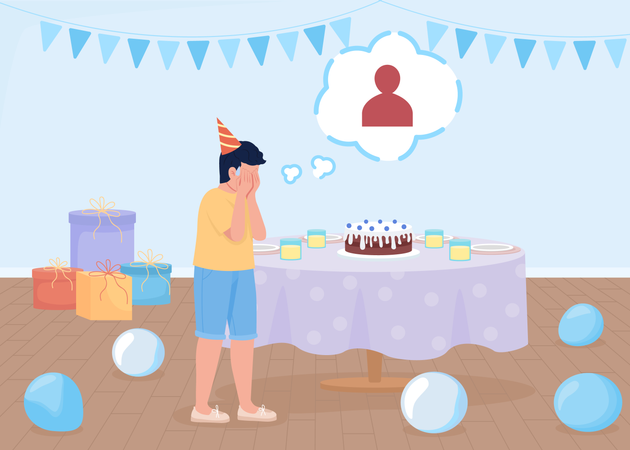 Sad birthday party  Illustration