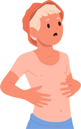 Sad boy shocked feeling pain after sunburn like shirt  Illustration